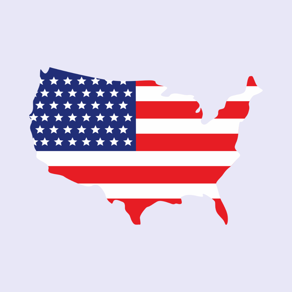 United States of America (usa) map and flag